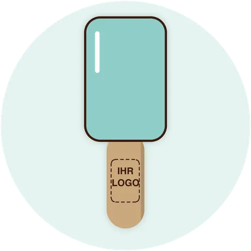 Skizze eines Eis Pops mit Platzhalter für Ihr Logo auf dem Holzstiel