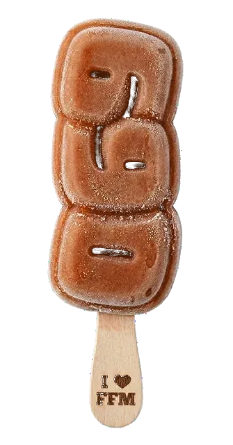 Eis Pop Eistee Pfirsich in Ziffernform 069, auf dem Stiel I love FFM
